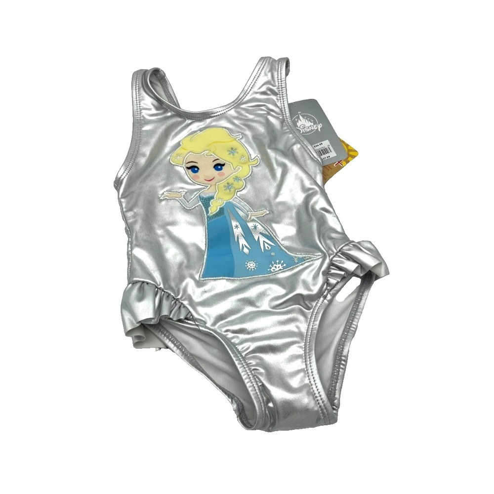 Disney Store Frozen Princess Elsa Swim Suit Metallic Size 2 New